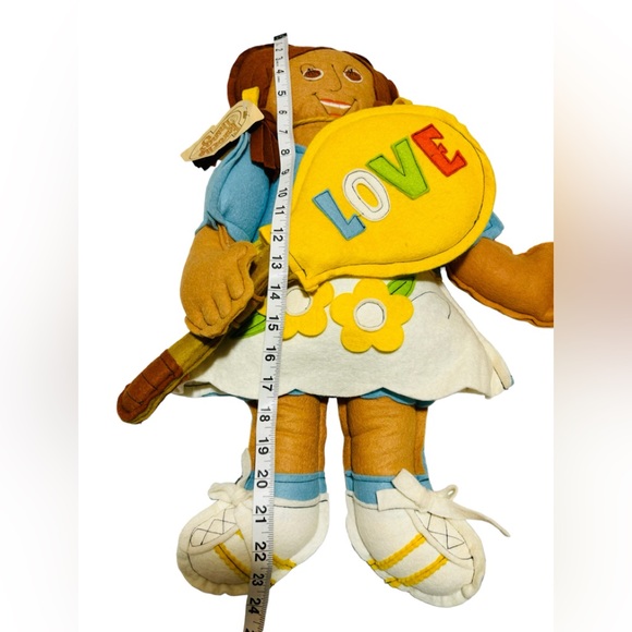 VTG Favorite Things Tennis Player Girl Felt Pillow Plush W/Tag 1977 24 Inch - Picture 7 of 8